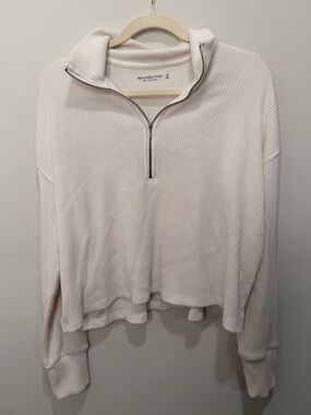 Abercrombie & Fitch Soft A&F Cozy Ribbed Quarter Zip Pullover Size Medium